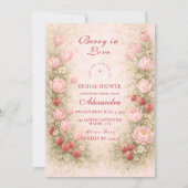 Invitation Douce Romance de Fraise pour la Mariée (Devant)