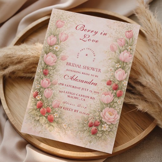 Invitation Douce Romance de Fraise pour la Mariée
