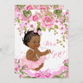 Invitation Douce rose Baby shower Fille ethnique Tutu (Devant / Derrière)