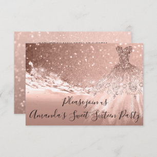 Invitation Douce Rose de 16ème partie Parties scintillant or