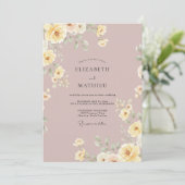 Invitation Douce Rose Jaune Pâle Fleur de Mariage (Debout devant)