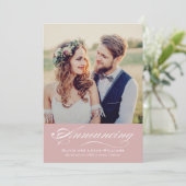 Invitation Douce Rose Rose Calligraphie Réception (Debout devant)