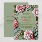 Invitation Douce rose sauge floral lavande pour la douche de (Devant / Derrière)