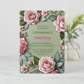 Invitation Douce rose sauge floral lavande pour la douche de (Debout devant)