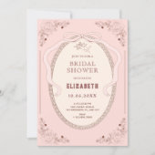 Invitation Douce rose vintage classique romantique douche nup (Devant)