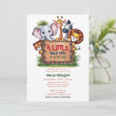 Invitation Douce Safari Animaux de la Jungle Wild One Baby Sh (Debout devant)