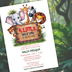Invitation Douce Safari Animaux de la Jungle Wild One Baby Sh