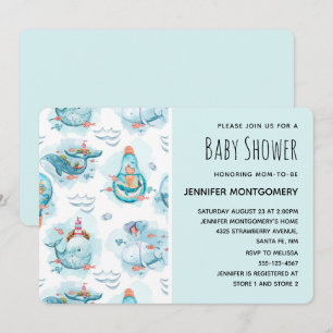 Invitation Douce Salle de Bain avec Motif Aquarelle de Balein