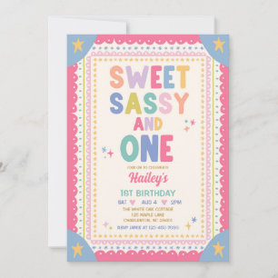 Invitation Douce Sassy Et Une Fille Fantaisiste 1er Anniversa