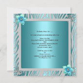 Invitation Douce Seize 16 Anniversaire Fleur Bleue argentée (Dos)