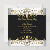Invitation Douce Seize 16 Anniversaire Or Noir Diamant (Dos)