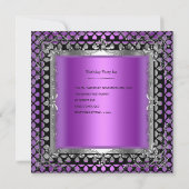 Invitation Douce Seize 16 Anniversaire Violet Rose Argent (Dos)