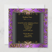 Invitation Douce Seize 16 Damassé Violet Or Noir (Dos)