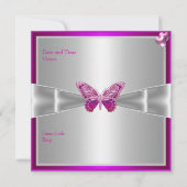 Invitation Douce Seize 16 Fuchsia Rose Argent Diadème 3 (Dos)