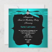 Invitation Douce Seize 16 Mascarade Bleu Sarcelle (Dos)
