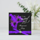 Invitation Douce Seize 16 Mascarade Violet Noir (Debout devant)