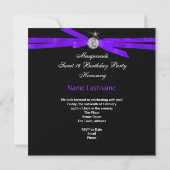 Invitation Douce Seize 16 Mascarade Violet Noir (Dos)