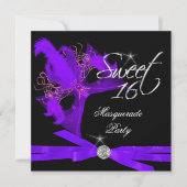 Invitation Douce Seize 16 Mascarade Violet Noir (Devant)