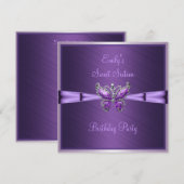 Invitation Douce Seize 16 Papillon Violet Anniversaire 2 (Devant / Derrière)