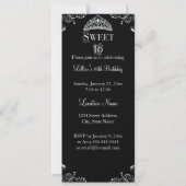 Invitation Douce Seize 16 Royale Noir Couronne d'Argent (Dos)