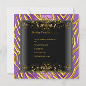 Invitation Douce Seize 16 Zèbre Violet Or Noir (Dos)