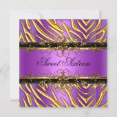 Invitation Douce Seize 16 Zèbre Violet Or Noir (Devant)