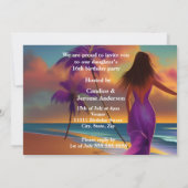 Invitation Douce Seize 16ème Fille Violette Plage Océan or (Dos)