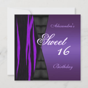 Invitation Douce Seize 16ème Sauvage Violet Noir