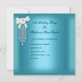 Invitation Douce Seize Ans Anniversaire Bleu Sarcelle Argent (Dos)