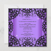 Invitation Douce Seize Ans Anniversaire Noir Violet (Dos)