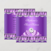 Invitation Douce Seize Ans Fête d'anniversaire Ruban Violet (Devant / Derrière)