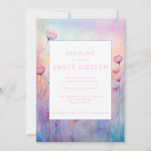Invitation Douce Seize Ans Fleurs de printemps rose bleu (Dos)