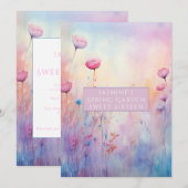 Invitation Douce Seize Ans Fleurs de printemps rose bleu (Devant / Derrière)