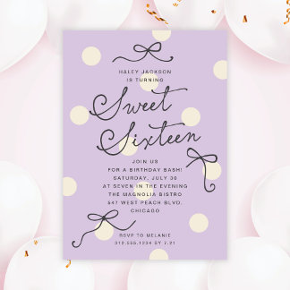 Invitation Douce Seize Ans Lavande Violette Moderne Arcs