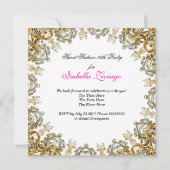 Invitation Douce Seize Ans Mascarade Rose Turquoise (Dos)
