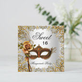 Invitation Douce Seize Ans Masquerade Or 2 (Debout devant)