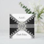 Invitation Douce Seize Ans Papillon Noir Blanc (Debout devant)