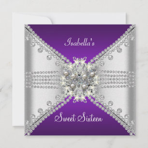 Invitation Douce Seize Ans Papillon Violet Argent
