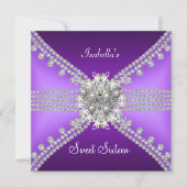 Invitation Douce Seize Ans Papillon Violet Argent 3 (Devant)