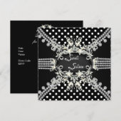 Invitation Douce Seize Ans Perle Blanche Taches Noires (Devant / Derrière)