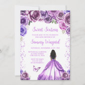 Invitation Douce Seize Ans Princesse Peau Foncé Violet Clair (Devant)