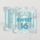 Invitation Douce Seize Ans Sweet 16 Flocon de neige sarcelle  (Devant / Derrière)