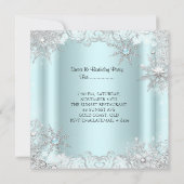 Invitation Douce Seize Ans Sweet 16 Flocon de neige sarcelle  (Dos)