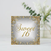 Invitation Douce Seize Douce 16 Or Gris Argent (Debout devant)