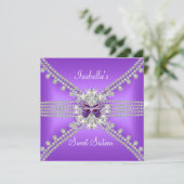 Invitation Douce Seize Douce 16 Papillon Lilas Perle 2 (Debout devant)