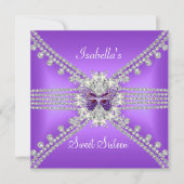 Invitation Douce Seize Douce 16 Papillon Lilas Perle 2 (Devant)