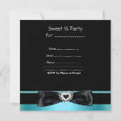 Invitation Douce Seize Douce 16 Zèbre Bleu Noir (Dos)