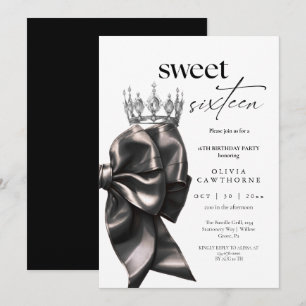 Invitation Douce Seize Élégante Moderne Anniversaire Noir Rub