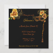 Invitation Douce Seize Mascarade Mardi Gras Or Vert (Dos)