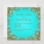 Invitation Douce Seize Mascarade Or Turquoise (Dos)
